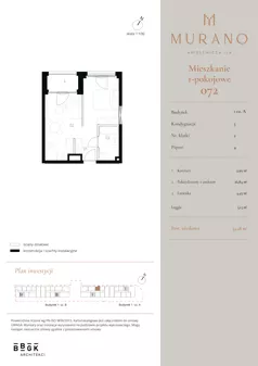 1 pokój, apartament 34,28 m², piętro 4, oferta nr M072, Murano, Warszawa, Śródmieście, Muranów, ul. Mordechaja Anielewicza 15A