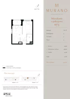 1 pokój, apartament 34,05 m², piętro 4, oferta nr M073, Murano, Warszawa, Śródmieście, Muranów, ul. Mordechaja Anielewicza 15A