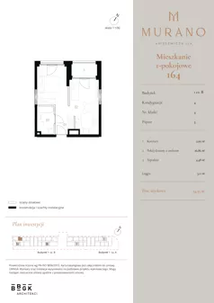 1 pokój, mieszkanie 34,33 m², piętro 3, oferta nr M164, Murano, Warszawa, Śródmieście, Muranów, ul. Mordechaja Anielewicza 15A