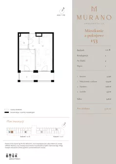 2 pokoje, mieszkanie 37,87 m², piętro 1, oferta nr M153, Murano, Warszawa, Śródmieście, Muranów, ul. Mordechaja Anielewicza 15A