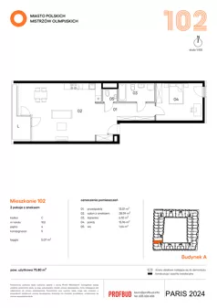 2 pokoje, mieszkanie 75,80 m², piętro 4, oferta nr 102, Miasto Polskich Mistrzów Olimpijskich II - Paryż, Mysiadło, ul. Olimpijska