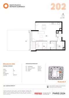 2 pokoje, mieszkanie 65,45 m², piętro 1, oferta nr 202, Miasto Polskich Mistrzów Olimpijskich II - Paryż, Mysiadło, ul. Olimpijska