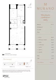 3 pokoje, mieszkanie 81,75 m², piętro 1, oferta nr M005, Murano, Warszawa, Śródmieście, Muranów, ul. Mordechaja Anielewicza 15A