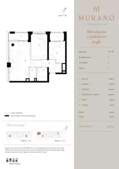 3 pokoje, mieszkanie 59,68 m², piętro 1, oferta nr M046, Murano, Warszawa, Śródmieście, Muranów, ul. Mordechaja Anielewicza 15A