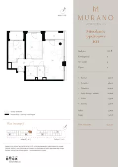3 pokoje, mieszkanie 59,13 m², piętro 1, oferta nr M101, Murano, Warszawa, Śródmieście, Muranów, ul. Mordechaja Anielewicza 15A