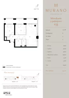 3 pokoje, mieszkanie 53,91 m², piętro 5, oferta nr M133, Murano, Warszawa, Śródmieście, Muranów, ul. Mordechaja Anielewicza 15A