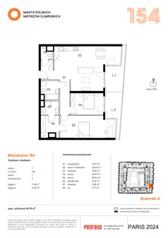 3 pokoje, mieszkanie 90,19 m², piętro 1, oferta nr 154, Miasto Polskich Mistrzów Olimpijskich II - Paryż, Mysiadło, ul. Olimpijska