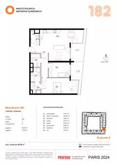 3 pokoje, mieszkanie 82,38 m², piętro 4, oferta nr 182, Miasto Polskich Mistrzów Olimpijskich II - Paryż, Mysiadło, ul. Olimpijska
