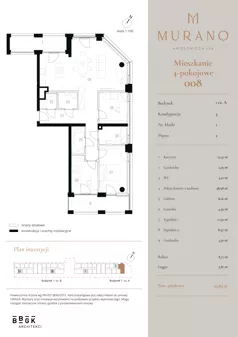 4 pokoje, mieszkanie 93,89 m², piętro 2, oferta nr M008, Murano, Warszawa, Śródmieście, Muranów, ul. Mordechaja Anielewicza 15A