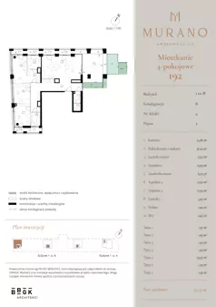 4 pokoje, mieszkanie 121,50 m², piętro 7, oferta nr M192, Murano, Warszawa, Śródmieście, Muranów, ul. Mordechaja Anielewicza 15A
