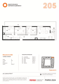 4 pokoje, mieszkanie 73,33 m², piętro 2, oferta nr 205, Miasto Polskich Mistrzów Olimpijskich II - Paryż, Mysiadło, ul. Olimpijska