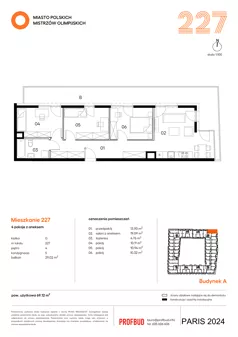 4 pokoje, mieszkanie 69,12 m², piętro 4, oferta nr 227, Miasto Polskich Mistrzów Olimpijskich II - Paryż, Mysiadło, ul. Olimpijska