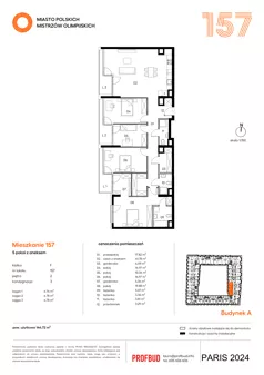 5 pokoi, mieszkanie 144,72 m², piętro 2, oferta nr 157, Miasto Polskich Mistrzów Olimpijskich II - Paryż, Mysiadło, ul. Olimpijska