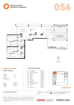 5 pokoi, mieszkanie 175,68 m², piętro 6, oferta nr 056, Miasto Polskich Mistrzów Olimpijskich II - Paryż, Mysiadło, ul. Olimpijska