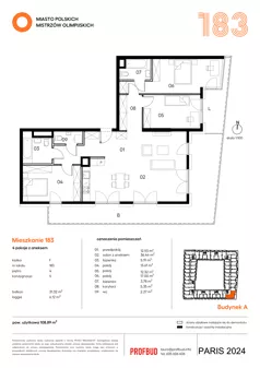 5 pokoi, mieszkanie 108,64 m², piętro 4, oferta nr 183, Miasto Polskich Mistrzów Olimpijskich II - Paryż, Mysiadło, ul. Olimpijska