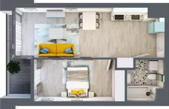 2 pokoje, mieszkanie 43,37 m², piętro 5, oferta nr B.G251, Miasto Polskich Mistrzów Olimpijskich - Paryż, Mysiadło, ul. Olimpijska