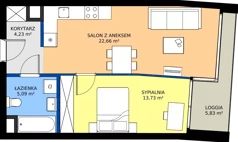 2 pokoje, mieszkanie 45,71 m², piętro 5, oferta nr 045, Miasto Polskich Mistrzów Olimpijskich II - Paryż, Mysiadło, ul. Olimpijska