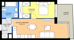 2 pokoje, mieszkanie 46,63 m², piętro 5, oferta nr 242, Miasto Polskich Mistrzów Olimpijskich II - Paryż, Mysiadło, ul. Olimpijska