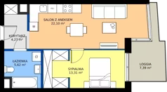 2 pokoje, mieszkanie 45,30 m², piętro 5, oferta nr 241, Miasto Polskich Mistrzów Olimpijskich II - Paryż, Mysiadło, ul. Olimpijska