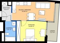 2 pokoje, mieszkanie 44,01 m², piętro 3, oferta nr 074, Miasto Polskich Mistrzów Olimpijskich II - Paryż, Mysiadło, ul. Olimpijska