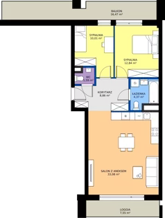 3 pokoje, mieszkanie 70,75 m², piętro 2, oferta nr 267, Miasto Polskich Mistrzów Olimpijskich II - Paryż, Mysiadło, ul. Olimpijska