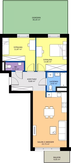 3 pokoje, mieszkanie 66,82 m², piętro 1, oferta nr 109, Miasto Polskich Mistrzów Olimpijskich II - Paryż, Mysiadło, ul. Olimpijska