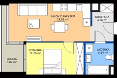 2 pokoje, mieszkanie 40,16 m², piętro 5, oferta nr 083, Miasto Polskich Mistrzów Olimpijskich II - Paryż, Mysiadło, ul. Olimpijska