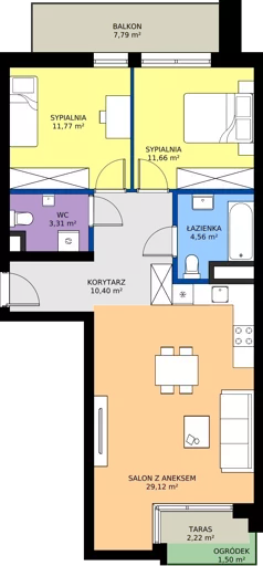 3 pokoje, mieszkanie 70,82 m², piętro 1, oferta nr 010, Miasto Polskich Mistrzów Olimpijskich II - Paryż, Mysiadło, ul. Olimpijska