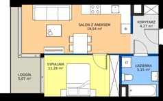 2 pokoje, mieszkanie 40,24 m², piętro 5, oferta nr 049, Miasto Polskich Mistrzów Olimpijskich II - Paryż, Mysiadło, ul. Olimpijska