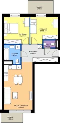 3 pokoje, mieszkanie 69,07 m², piętro 2, oferta nr 136, Miasto Polskich Mistrzów Olimpijskich II - Paryż, Mysiadło, ul. Olimpijska