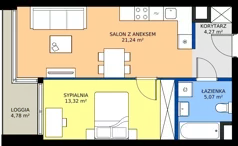 2 pokoje, mieszkanie 43,90 m², piętro 3, oferta nr 223, Miasto Polskich Mistrzów Olimpijskich II - Paryż, Mysiadło, ul. Olimpijska