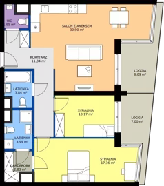 3 pokoje, mieszkanie 82,38 m², piętro 4, oferta nr 182, Miasto Polskich Mistrzów Olimpijskich II - Paryż, Mysiadło, ul. Olimpijska