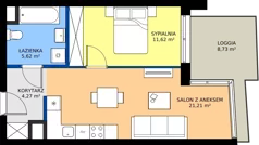 2 pokoje, mieszkanie 42,72 m², piętro 5, oferta nr 240, Miasto Polskich Mistrzów Olimpijskich II - Paryż, Mysiadło, ul. Olimpijska