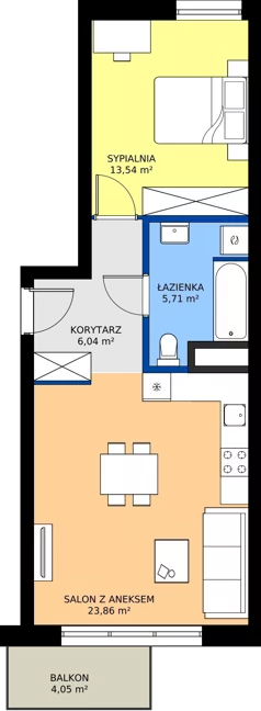 2 pokoje, mieszkanie 49,15 m², piętro 4, oferta nr 099, Miasto Polskich Mistrzów Olimpijskich II - Paryż, Mysiadło, ul. Olimpijska
