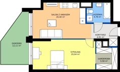 2 pokoje, mieszkanie 55,71 m², piętro 1, oferta nr 203, Miasto Polskich Mistrzów Olimpijskich II - Paryż, Mysiadło, ul. Olimpijska