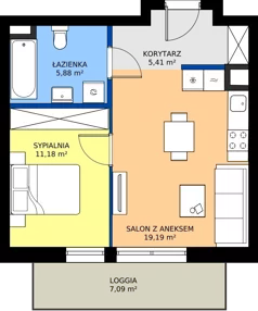 2 pokoje, mieszkanie 41,66 m², piętro 4, oferta nr 260, Miasto Polskich Mistrzów Olimpijskich II - Paryż, Mysiadło, ul. Olimpijska