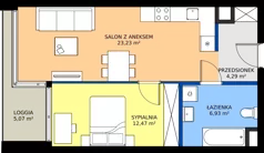 2 pokoje, mieszkanie 46,92 m², piętro 1, oferta nr 089, Miasto Polskich Mistrzów Olimpijskich II - Paryż, Mysiadło, ul. Olimpijska