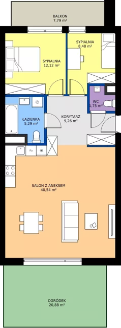 3 pokoje, mieszkanie 77,44 m², piętro 1, oferta nr 252, Miasto Polskich Mistrzów Olimpijskich II - Paryż, Mysiadło, ul. Olimpijska