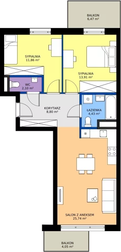 3 pokoje, mieszkanie 66,84 m², piętro 2, oferta nr 113, Miasto Polskich Mistrzów Olimpijskich II - Paryż, Mysiadło, ul. Olimpijska