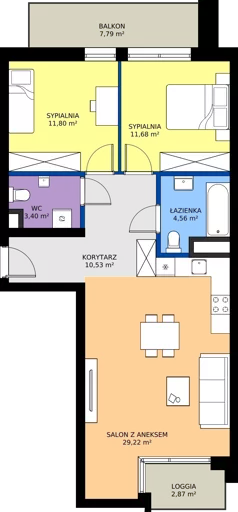 3 pokoje, mieszkanie 71,19 m², piętro 2, oferta nr 021, Miasto Polskich Mistrzów Olimpijskich II - Paryż, Mysiadło, ul. Olimpijska