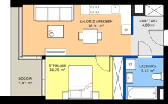 2 pokoje, mieszkanie 40,22 m², piętro 5, oferta nr 082, Miasto Polskich Mistrzów Olimpijskich II - Paryż, Mysiadło, ul. Olimpijska