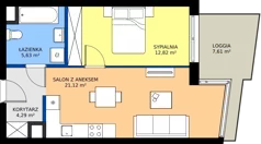 2 pokoje, mieszkanie 43,86 m², piętro 5, oferta nr 191, Miasto Polskich Mistrzów Olimpijskich II - Paryż, Mysiadło, ul. Olimpijska