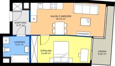 2 pokoje, mieszkanie 43,57 m², piętro 3, oferta nr 025, Miasto Polskich Mistrzów Olimpijskich II - Paryż, Mysiadło, ul. Olimpijska