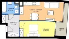 2 pokoje, mieszkanie 45,48 m², piętro 3, oferta nr 073, Miasto Polskich Mistrzów Olimpijskich II - Paryż, Mysiadło, ul. Olimpijska