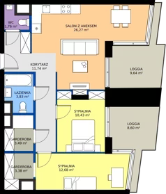 3 pokoje, mieszkanie 73,58 m², piętro 5, oferta nr 192, Miasto Polskich Mistrzów Olimpijskich II - Paryż, Mysiadło, ul. Olimpijska