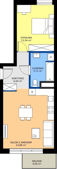 2 pokoje, mieszkanie 49,15 m², piętro 5, oferta nr 103, Miasto Polskich Mistrzów Olimpijskich II - Paryż, Mysiadło, ul. Olimpijska