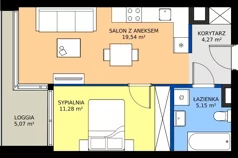 2 pokoje, mieszkanie 40,24 m², piętro 1, oferta nr 006, Miasto Polskich Mistrzów Olimpijskich II - Paryż, Mysiadło, ul. Olimpijska