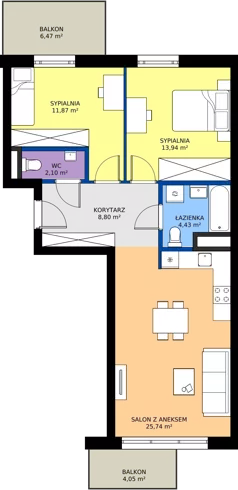 3 pokoje, mieszkanie 66,88 m², piętro 4, oferta nr 141, Miasto Polskich Mistrzów Olimpijskich II - Paryż, Mysiadło, ul. Olimpijska