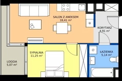 2 pokoje, mieszkanie 39,71 m², piętro 1, oferta nr 060, Miasto Polskich Mistrzów Olimpijskich II - Paryż, Mysiadło, ul. Olimpijska