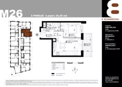 2 pokoje, mieszkanie 34,35 m², piętro 2, oferta nr 26, Sczanieckiej 8 , Łódź, Górna, Chojny, ul. Sczanieckiej 8